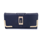 VKP1389 Blue - Fashion Lady Metal Buckle Decoration Wallet With Metal Trim