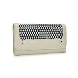 VKP1420 Beige  -  Fashion Wave Point Rivet Wallet