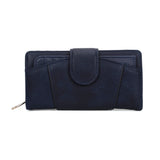 VKP1439 Blue - Women Patchwork Hasp Solid Long Wallet