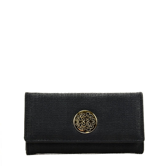 VKP1604 BLACK - Long Wallet With Hardware Decoration