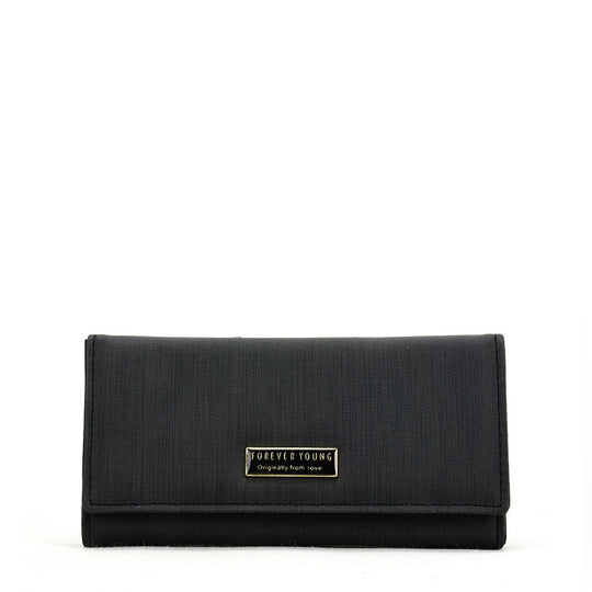 VKP1609 BLACK - Long Streamlined Wallet With Buckle Design