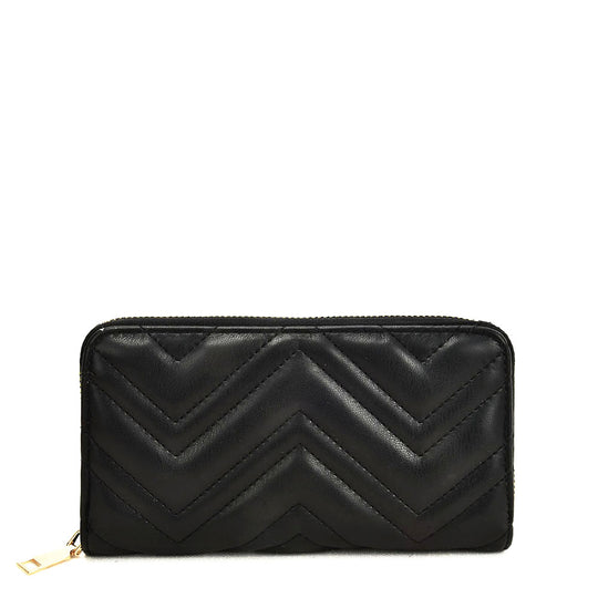 VKP1617 BLACK - Long corrugated Wallet For Women