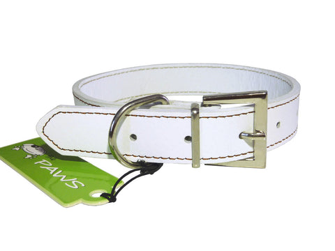 Top Grain Leather Collar - White