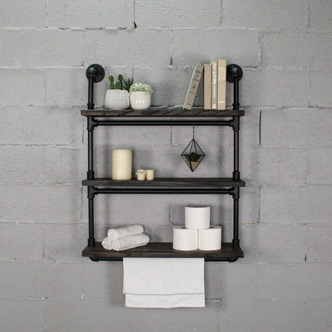 Juneau Industrial Chic  30” Wide  3-Tier Wall Mounted Etagere Bookcase