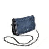 VK5531 BLUE - Bright Leather Bag With Chain Handel