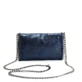 VK5531 BLUE - Bright Leather Bag With Chain Handel