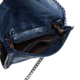 VK5531 BLUE - Bright Leather Bag With Chain Handel